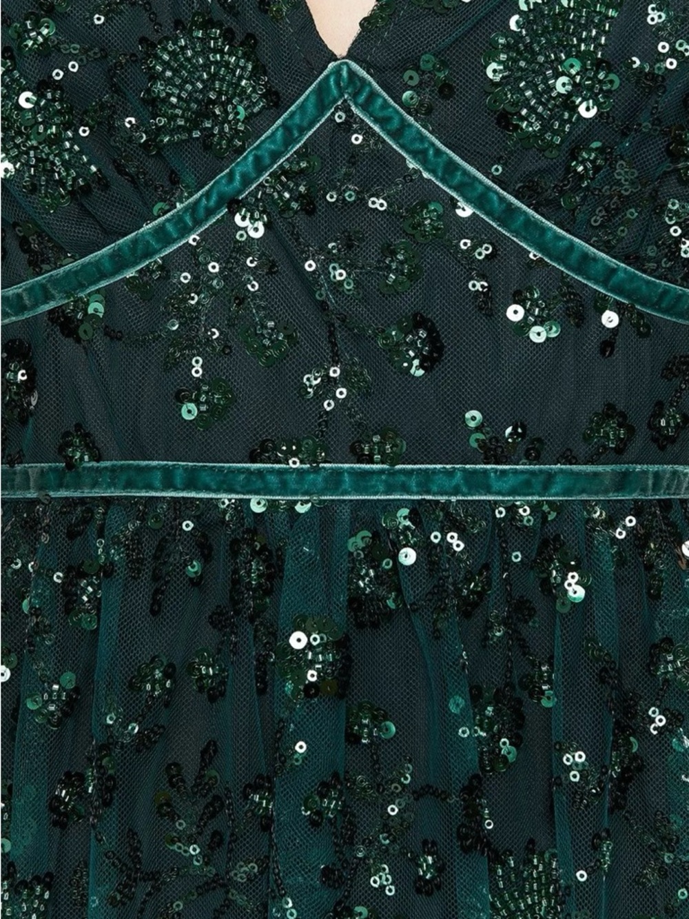 Disturbia Black Midi Dress with Green Sequin Embellishment - Picture 5 of 8